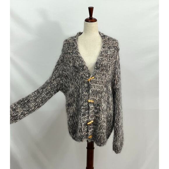 MAIAMI Basic Sz M/L Mohair Blend Toggle Cardigan Sweater Handmade - Picture 8 of 10